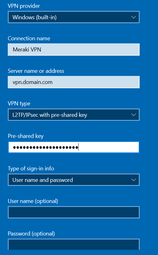 Windows 10 - Add VPN
